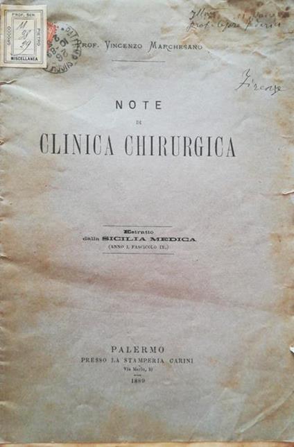 Note di clinica chirurgica - copertina