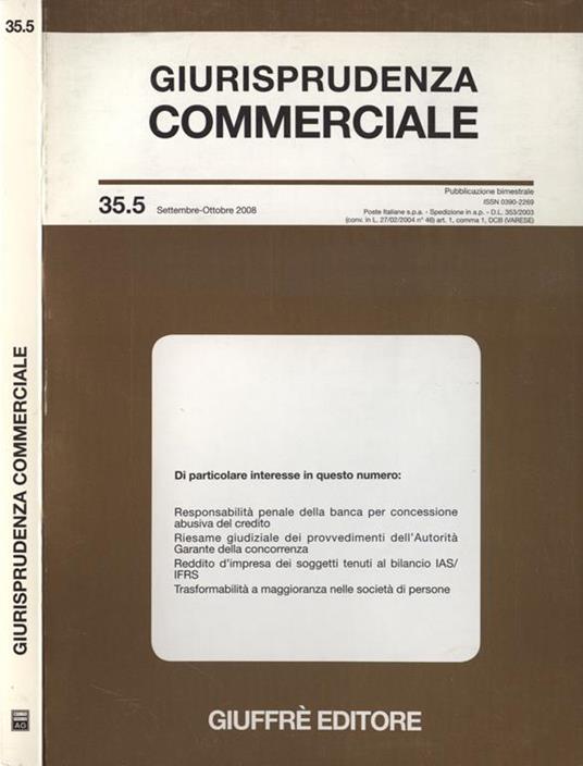 Giurisprudenza commerciale n. 35. 5 - copertina