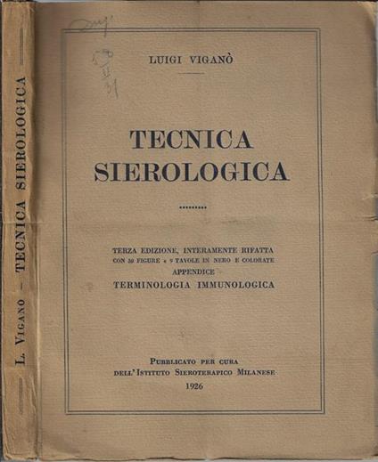 Tecnica sierologica - Luigi Viganò - copertina
