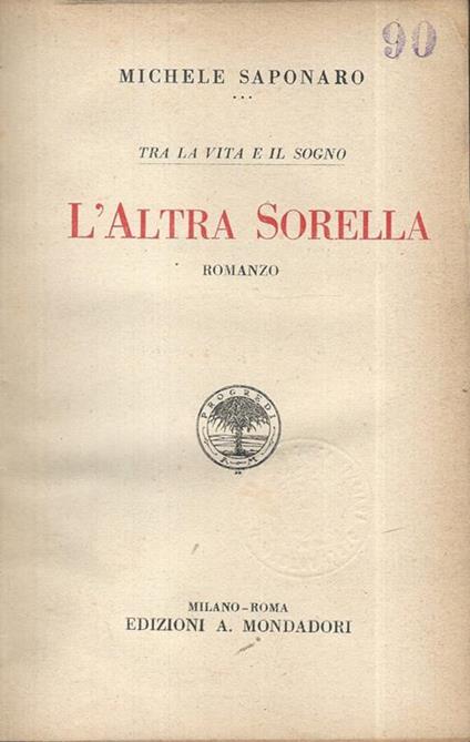 L' altra sorella. Tra la vita e il sogno - Michele Saponaro - copertina