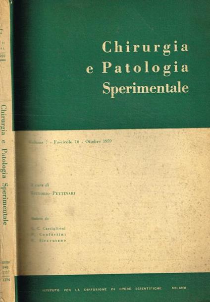 Chirurgia e patologia sperimentale vol.7 fasc.10, ottobre 1959 - Vittorio Pettinari - copertina