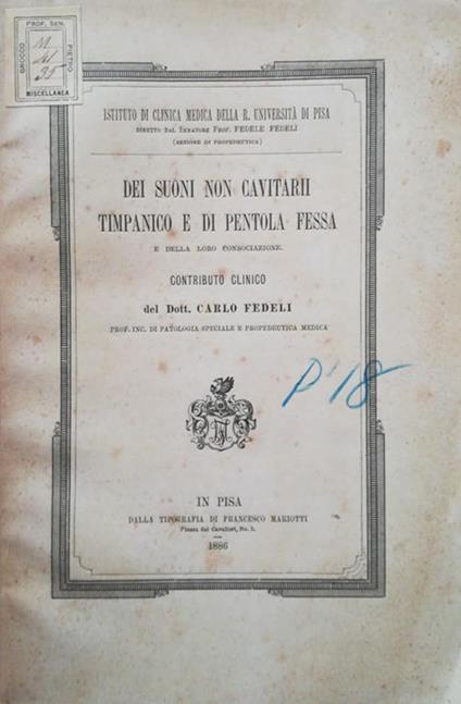 Dei suoni non cavitarii timpanico e di pentola fessa - copertina