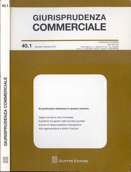Giurisprudenza commerciale n. 40. 1 - copertina