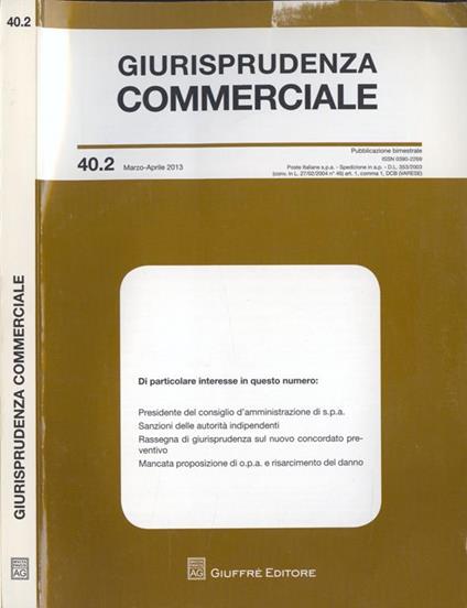 Giurisprudenza commerciale n. 40. 2 - copertina