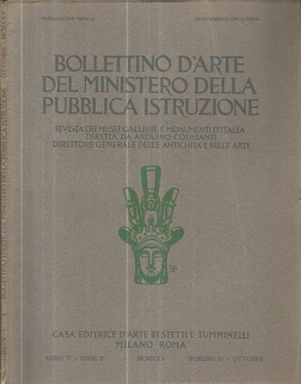 Bollettino d'arte del Ministero della Pubblica Istruzione num. IV 1925 - copertina