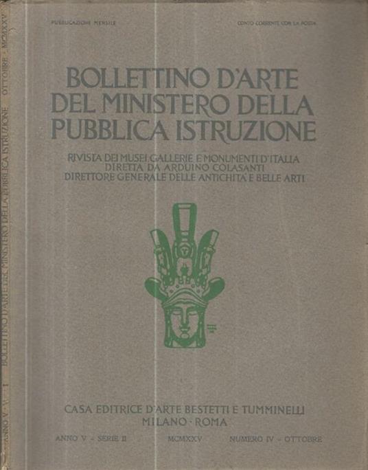 Bollettino d'arte del Ministero della Pubblica Istruzione num. IV 1925 - copertina