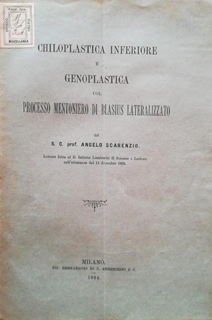Chiloplastica inferiore e genoplastica con processo mentoniero di blasius lateralizzato - copertina