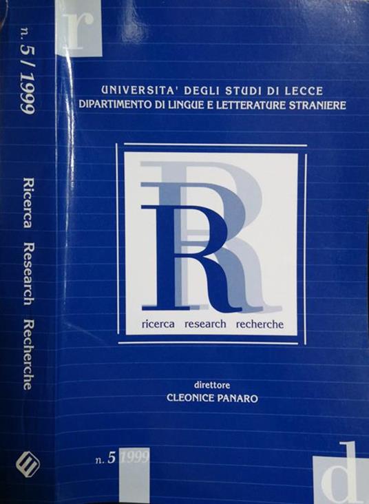 Ricerca Research Recherche N° 5 - copertina