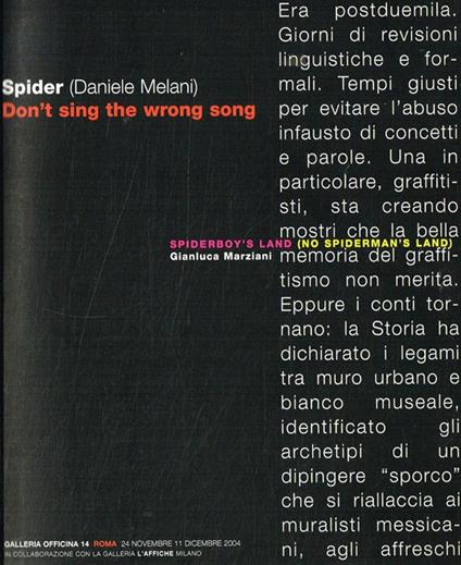 Don't sing the wrong song - Spider - copertina