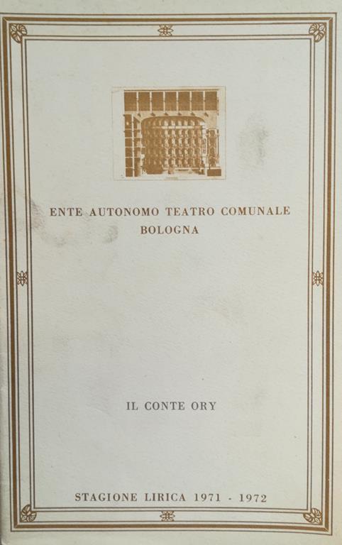 Il conte Ory. Melodramma giocoso in due atti - E. Scribe - copertina