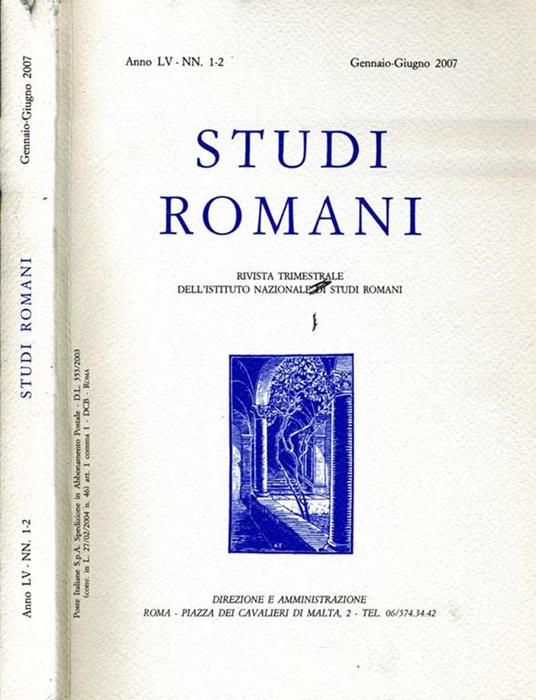 Studi Romani. RIVISTA TRIMESTRALE DELL'ISTITUTO NAZIONALE DI STUDI ROMANI - Mario Mazza - copertina