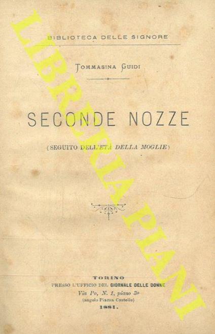 Seconde nozze (Seguito dell' "Età della ragione") - Tommasina Guidi - copertina