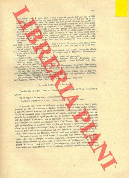 Le aree cimiteriali dell'antica Trento - Giacomo Roberti - copertina