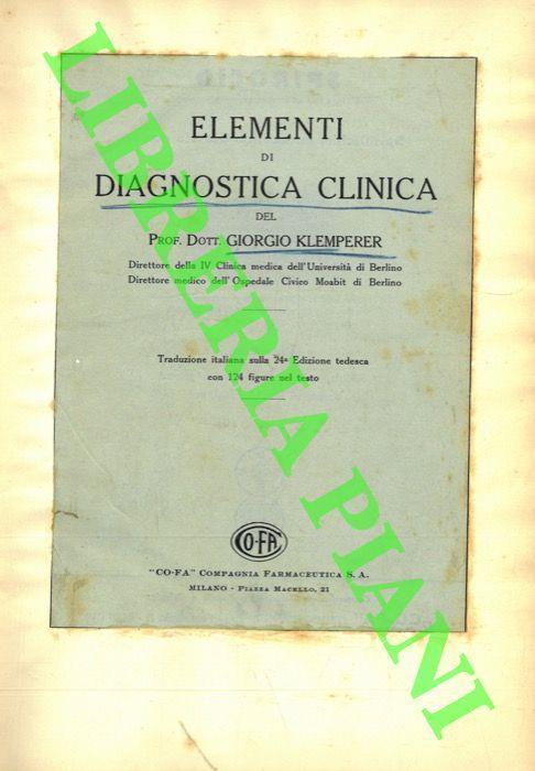 Elementi di diagnostica clinica - Giorgio Klemperer - copertina