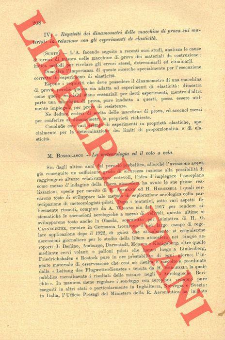 La meteorologia ed il volo a vela - M. Bossolasco - copertina