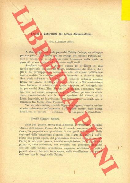 Medici e Naturalisti del secolo decimosettimo - Alfredo Corti - copertina