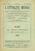 L' attualità medica. Periodico mensile anno V fasc.4. Albo dei medici-chirurghi inscritti all'ordine di Milano 1916