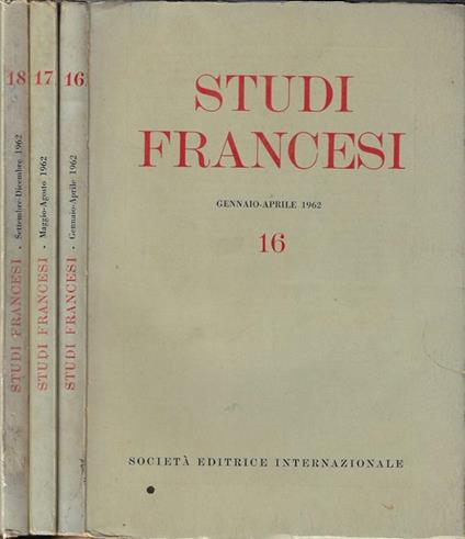 Studi francesi Anno VI N° 16, 17, 18 (annata completa) - Franco Simone - copertina