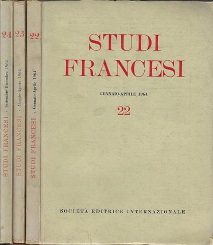 Studi francesi Anno VIII N° 22, 23, 24 (annata completa) - Franco Simone - copertina
