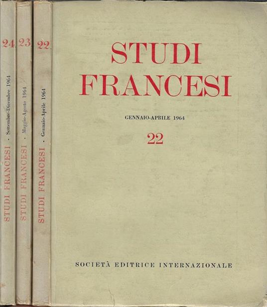 Studi francesi Anno VIII N° 22, 23, 24 (annata completa) - Franco Simone - copertina