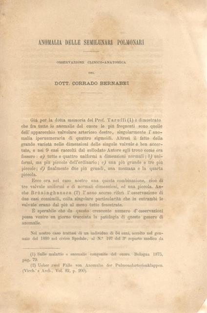 Anomalia delle semilunari polmonari - Corrado Bernabei - copertina
