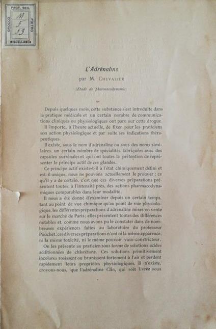 L' adrénaline - M. Chevalier - copertina