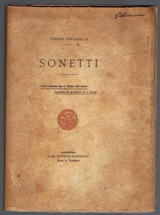 Sonetti Nuova edizione con il ritratto dell'Autore riprodotto da un dipinto di V. Corcos - Cesare Pascarella - copertina