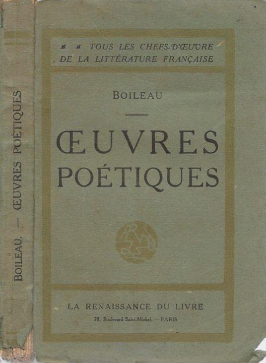 Oeuvres poétiques - Nicolas Boileau - copertina