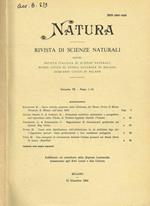 Natura. Rivista di scienze naturali. Vol.75 fasc.1/4, anno 1984