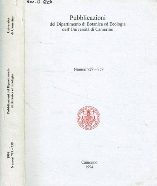 Pubblicazioni del Dipartimento di Botanica ed ecologia dell'Università di Camerino - Carmela Cortini Pedrotti - copertina