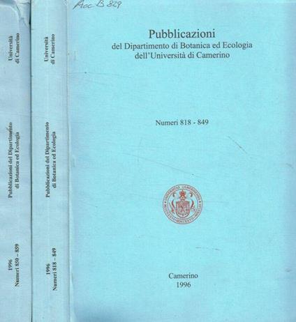 Pubblicazioni del Dipartimento di Botanica ed ecologia dell'Università di Camerino 2voll - Carmela Cortini Pedrotti - copertina