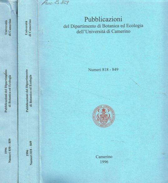 Pubblicazioni del Dipartimento di Botanica ed ecologia dell'Università di Camerino 2voll - Carmela Cortini Pedrotti - copertina