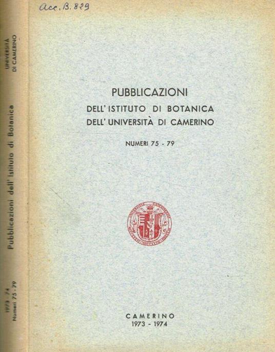 Pubblicazioni dell'Istituto di Botanica dell'università di Camerino - Carmela Cortini Pedrotti - copertina