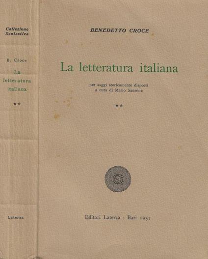 La letteratura italiana Vol.II - Benedetto Croce - copertina