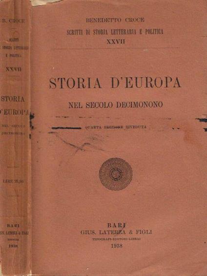 Storia d'Europa nel secolo decimonono - Benedetto Croce - copertina