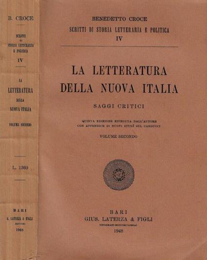 La letteratura della nuova Italia Vol.II - Benedetto Croce - copertina
