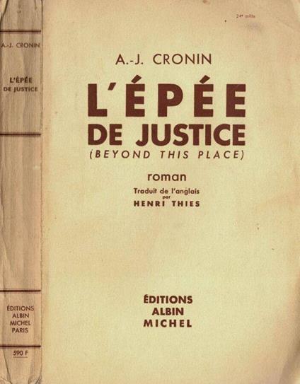 L' Epèe de Justice - A. Joseph Cronin - copertina