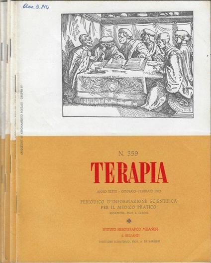 Terapia N. 359, 360, 361, 362-363, 346 anno 1963 (annata completa) - E. Cuboni - copertina