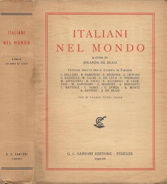 Italiani nel mondo - Jolanda De Blasi - copertina