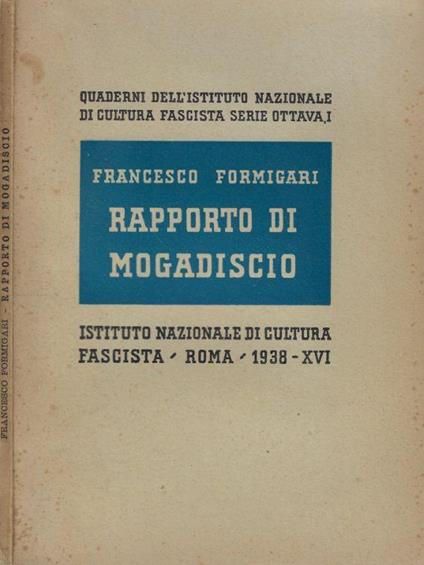 Rapporto di Mogadiscio - Francesco Formigari - copertina