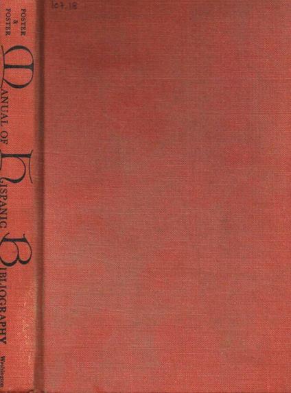 Manual of hispanic bibliography - W. Foster - copertina