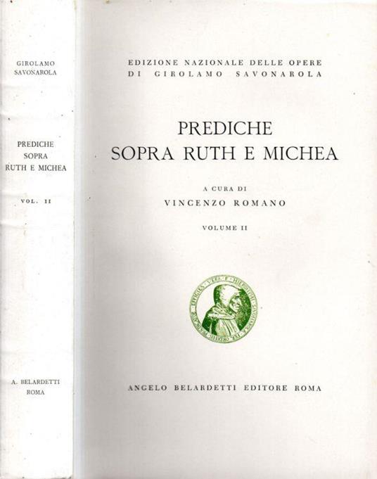 Prediche sopra Ruth e Michea Vol. II - Girolamo Savonarola - copertina