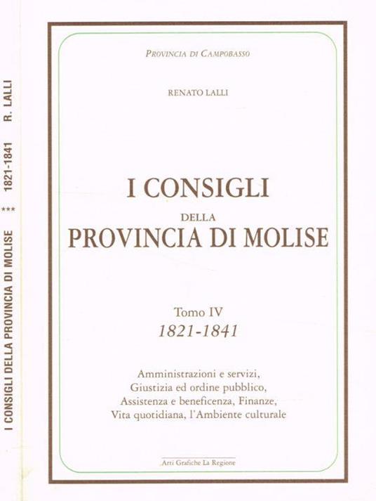I Consigli della Provincia di Molise tomo IV - Renato Lalli - copertina