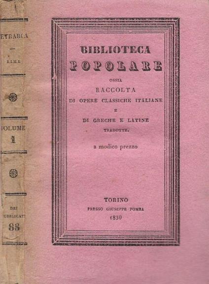 Le rime del Petrarca. Vol. I - Francesco Petrarca - copertina