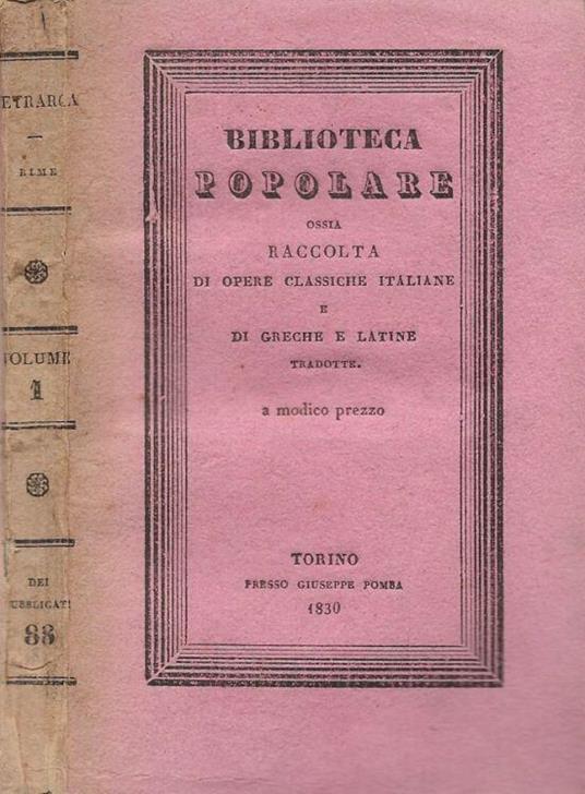 Le rime del Petrarca. Vol. I - Francesco Petrarca - copertina