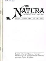 Natura. Rivista di scienze naturali. Vol.78 fasc.1, 2, 3, 4, anno 1987