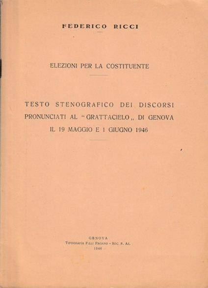 Elezioni per la costituente - Federico Ricci - copertina