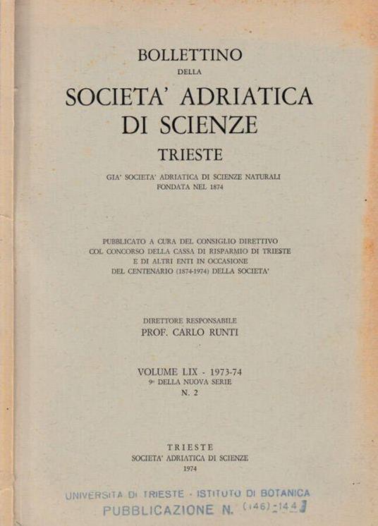 Bollettino dell società adriatica di scienze - Carlo Runti - copertina