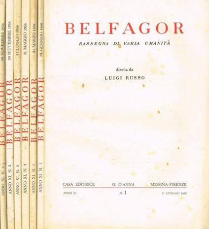 Belfagor. Rassegna di varia umanità. Anno 1956 - Luigi Russo - copertina