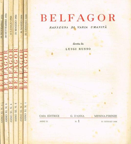 Belfagor. Rassegna di varia umanità. Anno 1956 - Luigi Russo - copertina
